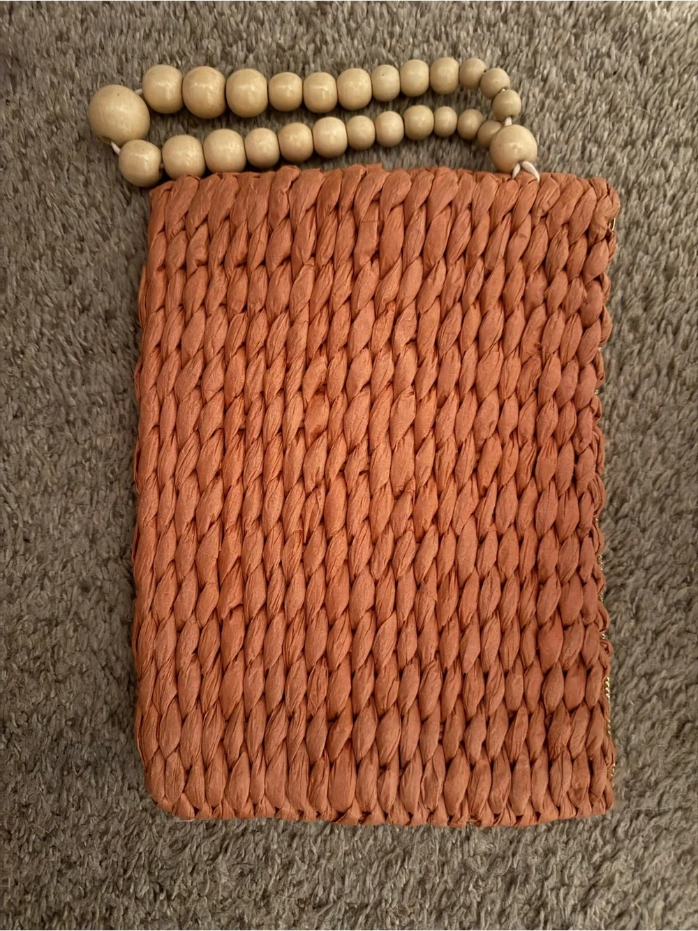 a new day Rust Orange Woven Wristlet with Beaded Handle